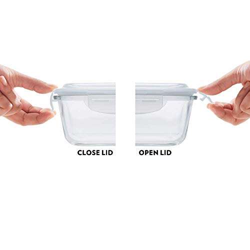 Borosil - Prime Borosilicate Glass Lunch Box Set of 3, 320 ml, Square, Microwave Safe Office Tiffin, Blue, Transparent 6