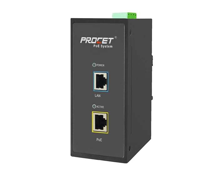 Procet 10 Gbps Gigabit PoE++ Injector Din Rail, 60W Industrial Boost PoE Adapter with Wide Temp -40°F to 149°F, 6KV Surge Protection, 12-55V DC Input, IEEE802.3af/802.3at/802.3bt, PT-PSE105GB-E-10 1