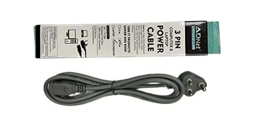 ADNET 3 Pin Computer and Desktop Power Cord Power Cable Copper Connector 1.8 M 5