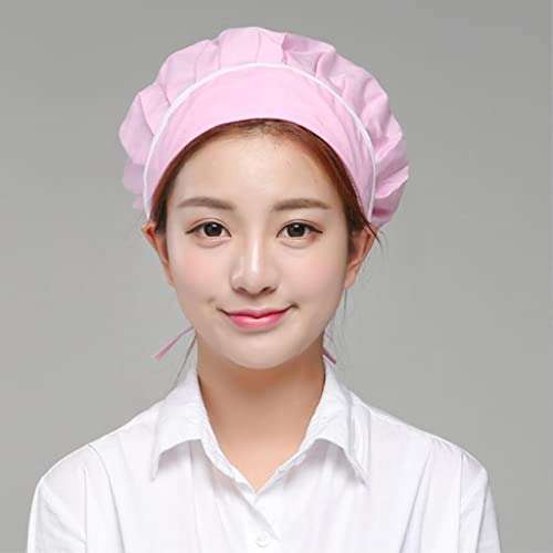 Trendy Retail® Kitchen Chef Working Hat for Male/Female Adult Cooking Cap Pink White Strip 1