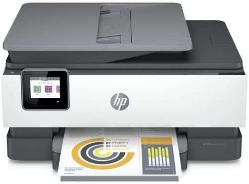 HP OfficeJet 8022e Wireless Inkjet Color All-in-One Printer, Print Copy Scan Fax, Instant Ink Ready, 35 Sheet ADF, WiFi USB Connectivity, 6 Months Free Instant Ink,White, W/Silmarils Printer Cable 1