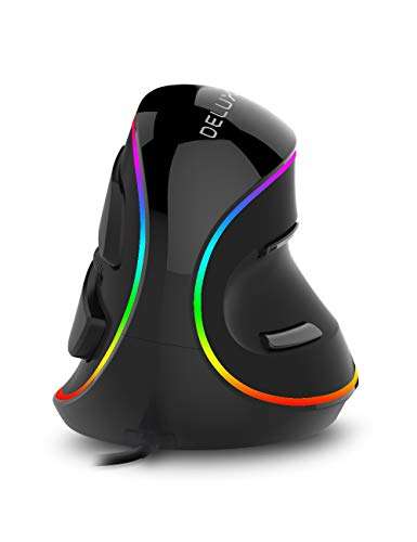 DeLUX Ergonomic Mouse, Wired Large RGB Vertical Mouse with 6 Buttons, 4000DPI, Removable Wrist Rest for Carpal Tunnel (M618Plus RGB-Wired) 1