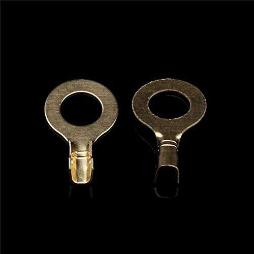 Davitu YT Non-insulated Ring Cable Lugs 150pcs Assorted Ring Eyes 3.2-10.2mm Wire Cable Connectors Brass Terminals Assortment Kit 6