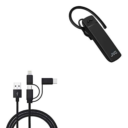 BoxWave Cable Compatible with JVC HA-C300 - AllCharge 3-in-1 Cable for JVC HA-C300 - Jet Black 1