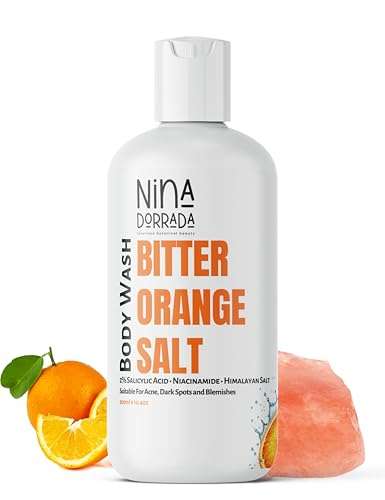 Nina Dorada Bitter Orange Body Wash with 2% Salicylic Acid and Niacinamide | Anti Acne Shower Gel | For Dark Spots and AND Blemishes | De stress with Himalyan Salt