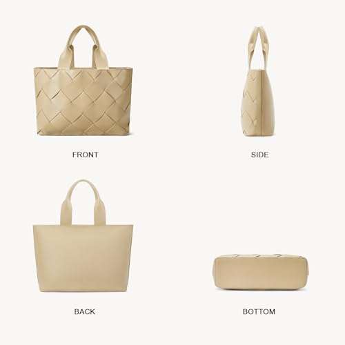 BOSTANTEN Woven Tote Bag for Women Top Handle Purses and Handbags Shoulder Crossbody Purse With Zipper 3