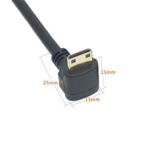 Tivid 15CM Mini hdmi 90 Degree Adapter Mini hdmi Right Angle Male to HDMI Female Cable Adapter Connector Support 1080P Full HD, 3D (0.15m, Downward Angle). 4