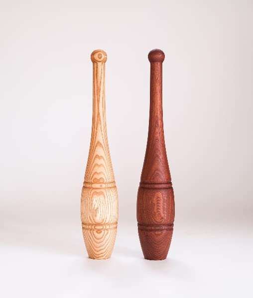 Hashco Indian Natural Wood Clubs Meel Mugdar Clubbell Karla Katai Gada Wooden (1 kg pair, Natural)
