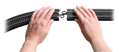 Bachmann Trains - Snap-Fit E-Z TRACK HAYES BUMPERS (2/card) - STEEL ALLOY Rail With Black Roadbed - HO Scale Grey, 8 6