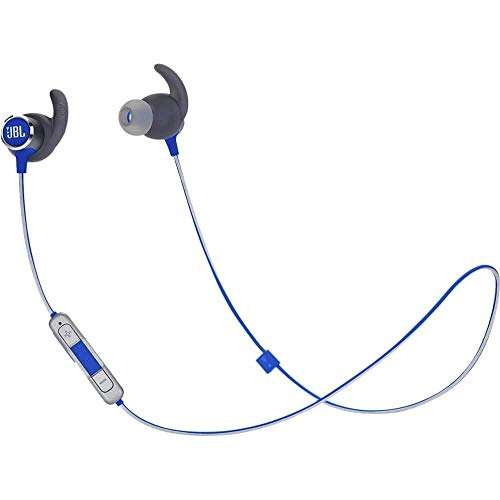 JBL Reflect Mini 2.0, in-Ear Wireless Sport Headphone with 3-Button mic/Remote - Blue (Renewed)