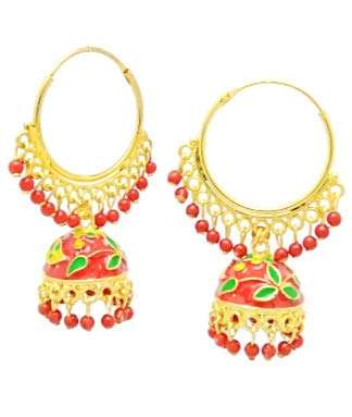 SAVII stylish bali jhumki for girls and women (RED)