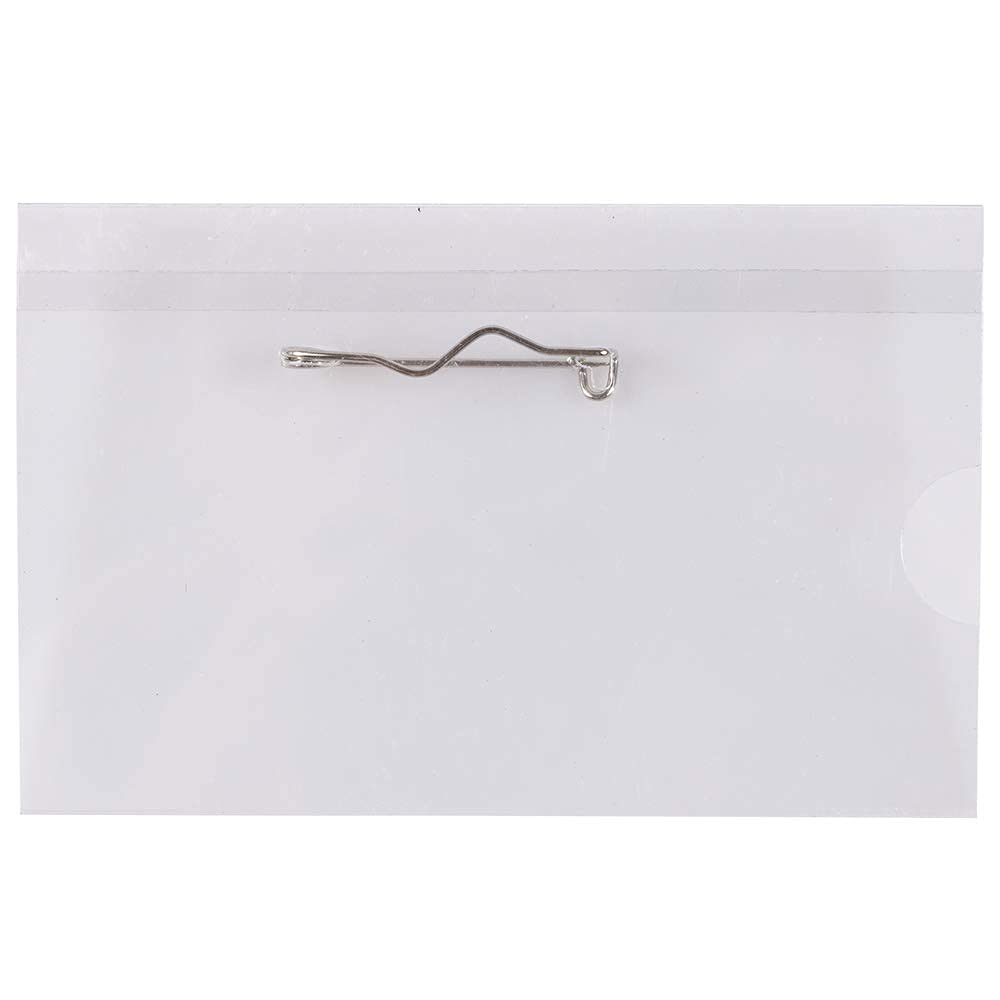 JAM PAPER Plastic Name Tags with Pin - 3 5/8 x 2 1/4 - Clear - 24/Pack 1