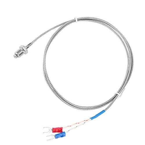 Screw Thread Type K Thermocouple Probe Temperature Sensor Wire (M8,0-400℃ 100mm)(1M) 3