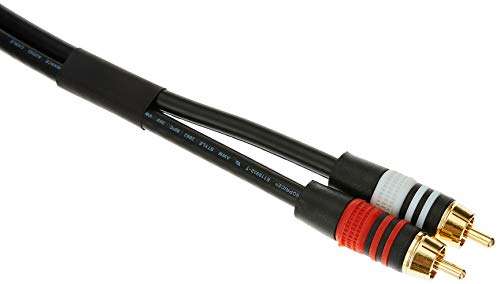 Monoprice Premium RCA Cable - 100 Feet - Black | 2 RCA Plug to 2 RCA Plug, Male to Male, 22AWG 3