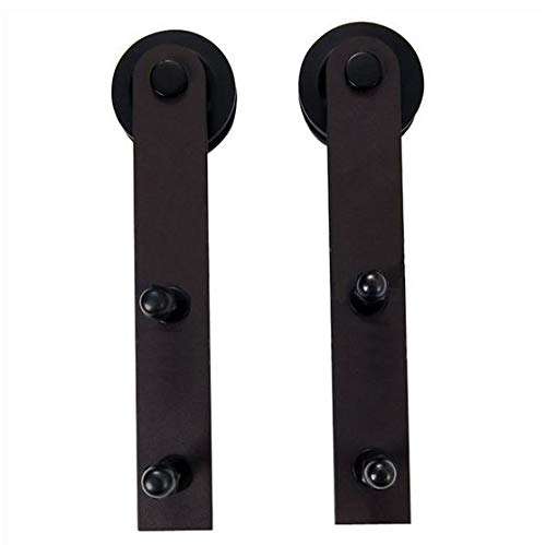 SUAY 6FT Heavy Duty Sliding Barn Door Hardware Kit Single Door Hardware Rack Rail Rollers System Set Smoothly and Quietly Easy Mount,Fits for 1.57"-1 .77" Thickness Door Panel,Black 3