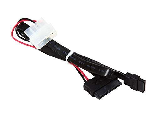 AYA 20" (20-Inch) Slimline SATA 13-Pin (7+6) to SATA 7-Pin with Molex Power Adapter 1