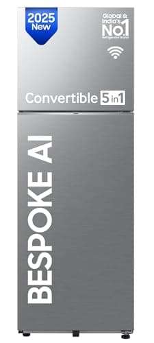 Samsung 419 L, 2 Star, Convertible 5-in-1, Digital Inverter, Frost Free Double Door, Bespoke AI WiFi Enabled Refrigerator (RT45DG6A2BS8HL, Silver, Elegant Inox) 1