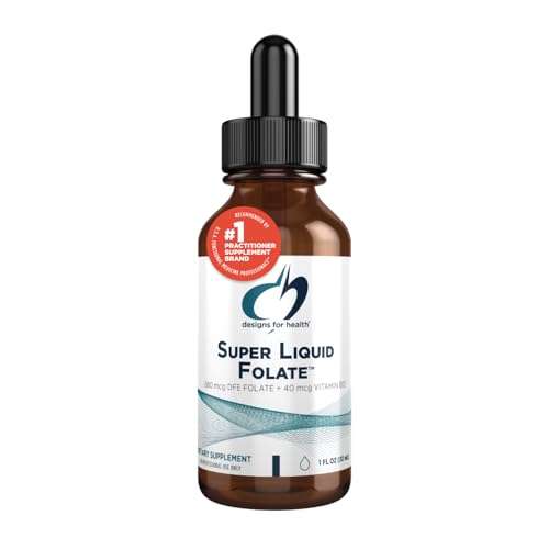 Designs for Health B12 + Folate Drops - Super Liquid Folate with Vitamin B12 as Methylcobalamin - 400mcg Folate + 40mcg Methyl B12 per Drop, Non-GMO + Vegetarian (660 Servings / 1 Fl Oz) 1