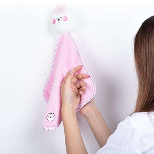 TE Electronics Soft & Absorbent Hanging Hand Towel Cute Kitchen Towel for Bathroom Pink 1