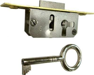 Full Mortise Lock w/Skeleton Key for Left Hand Cabinet Door or Dresser Drawer - Antique, Vintage, Old Furniture Hardware | M-1820 3