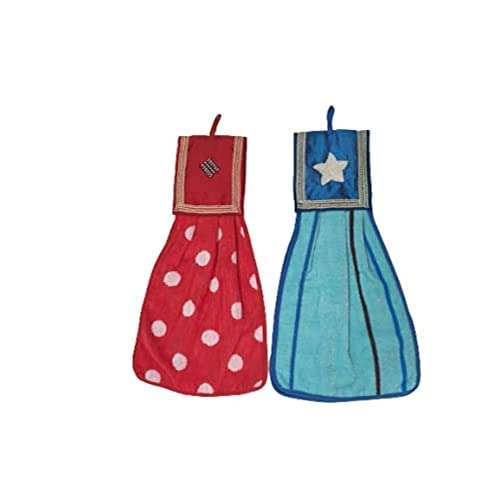 Aesthetic Hanging Towel | Washbasin Towel | Double Elegant Look | GSM 400 | Super Absorbent | Ultra Soft | Suitable for Washbasin & Kitchen | Towel for Kitchen and Bathroom | Set of 2 1