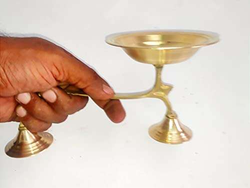 NAAYAGI ® - Brass Made DHOOPAKKAL/DHOOP Holder/SMABIRANI KARANDY/Puja Dhoopakal/Pooja Dhoopkarandi (8 INCH Long) 3