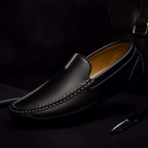 VON HUETTE Men Driving Loafer | Flexible & Comfortable Fit (VH 2025 DS 701 BLK_8) 5