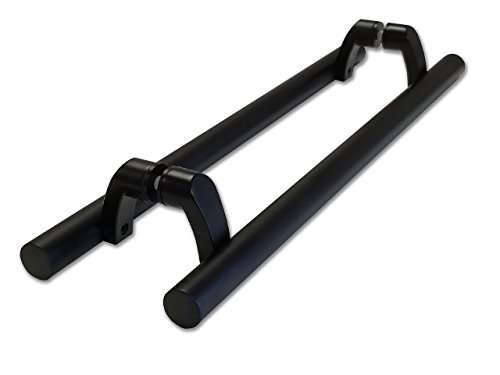 Strongar PostMount Offset/Modern Round Bar/Ladder/H-shape/610mm/24 inches Push-Pull Stainless-Steel Door Handle - Black Powdered Finish 2