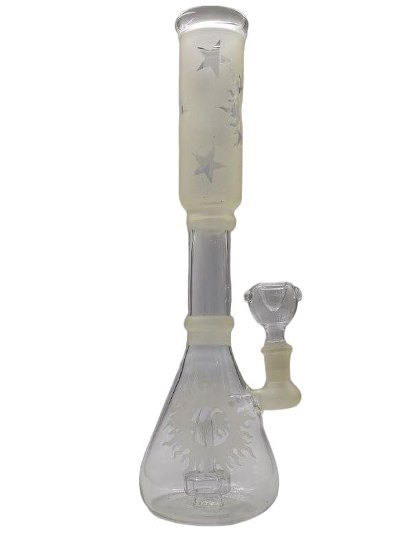STRONG BONG Glow-in-the-dark Glass Bong | Size: 12" (30cms) | In-Bulit Percolator | Smoking Waterpipe