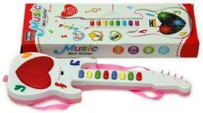 KMC KIDOZ Mini Guitar Instrument with Sound & 3D Led Lighting Toy | Battery Operated Electronic Music and Lights Guitars Gift Toys for Boys Girls Kids and Toddlers (Multicolor) (kmc1670) 1