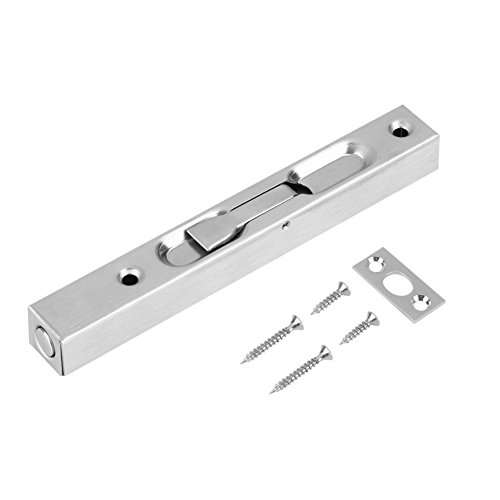 Door Flush Bolt Latch Slide Bolt Lock 304 Stainless Steel Security Door Guard Lever Action with Strike and Screws for Wooden French Doors (6inch) 1