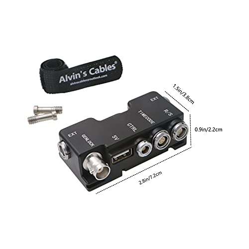 Alvin’s Cables Breakout B-Box for RED-Komodo Camera EXT-9-Pin to Run-Stop|Timecode|CTRL|5V USB| Genlock-BNC Splitter-Box Black with Rotatable Right Angle Cable 2