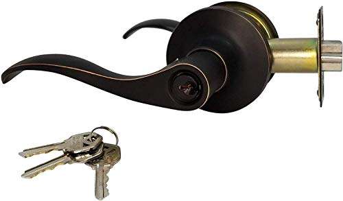 RI-KEY SECURITY Lever Door Lock Entry Keyed Cylinder Wave Handle with Keys Oil-Rub Bronze Finish KW RH 2