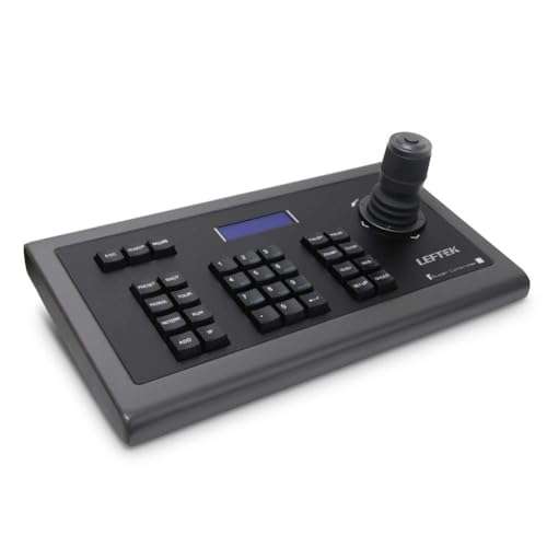 Network Keyboard LEFTEK,IP POE Keyboard 4D IP PTZ Controller with LCD Monitor Display Protocol Keyboard for IP PTZ Camera Compatible with Hikvision/Dahua/TVT/Uniview/XM/Jovision Brand etc. 1