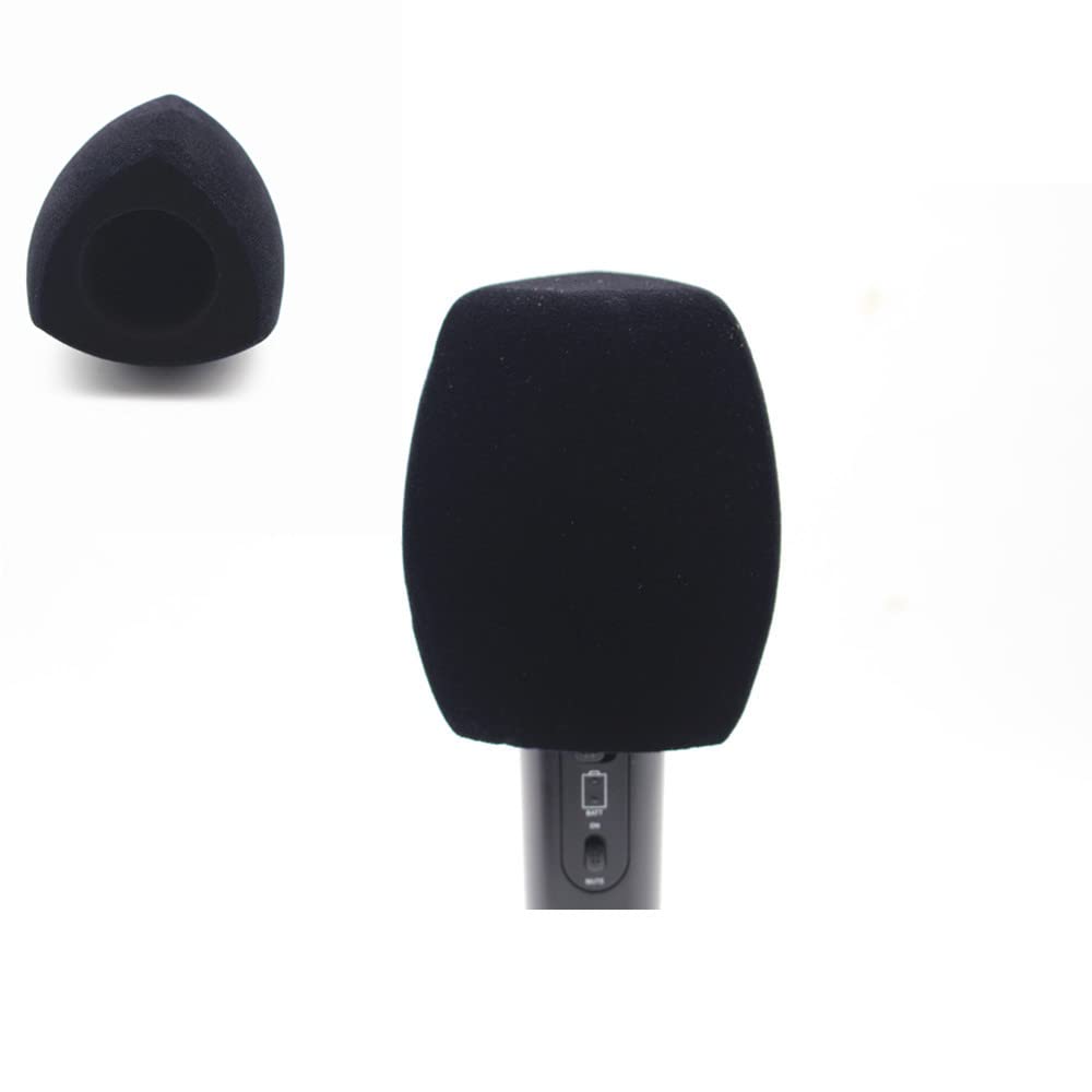 Hxstaald Flocked Mic Foam Windscreen Handheld Microphone Covers Large Mic Foam Pop Filters for TV Interview,radio,media Broadcast Microphones (Black)
