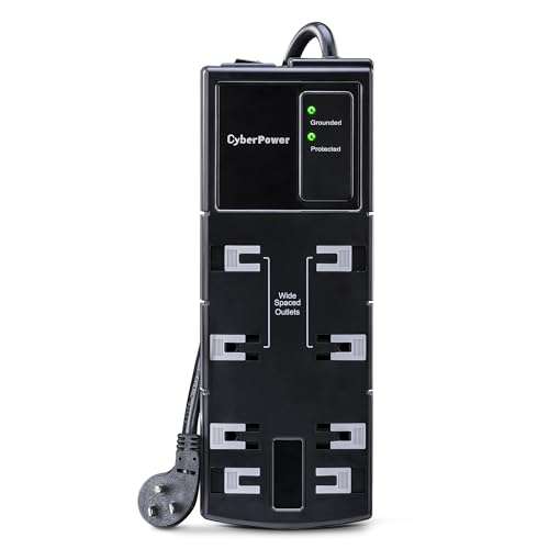 CyberPower CSB808 Essential Surge Protector, 1800J/125V, 8 Outlets, 8ft Power Cord