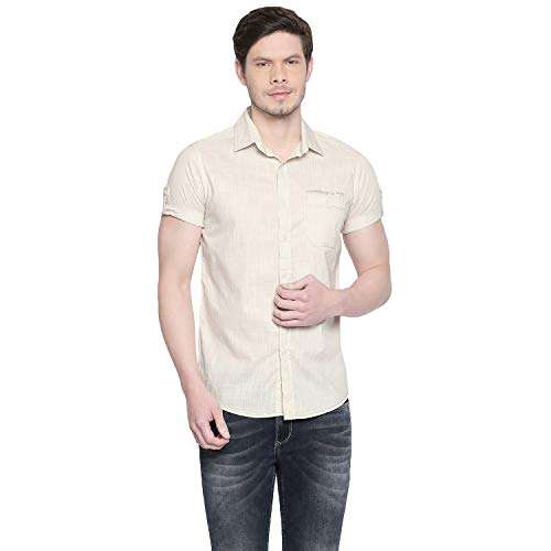 Mufti Men's Slim Fit Shirt (MFS-10840-J-24-OFF White_Off L) 1