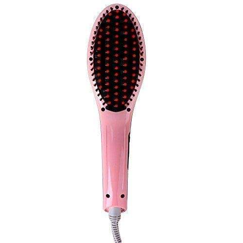 CR Enterprise® Fast Hair Straightener Straightening Comb Brush With Temperature Nano 3 In 1 Straightening LCD Screen With Temperature Control Display (Pink) 2