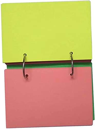 IMPRINT Assorted Color 2 Hole Punched Card Stock, Index Cards - 5.5 inch x 4 Inch (Pack of 50) with 2 card rings 2