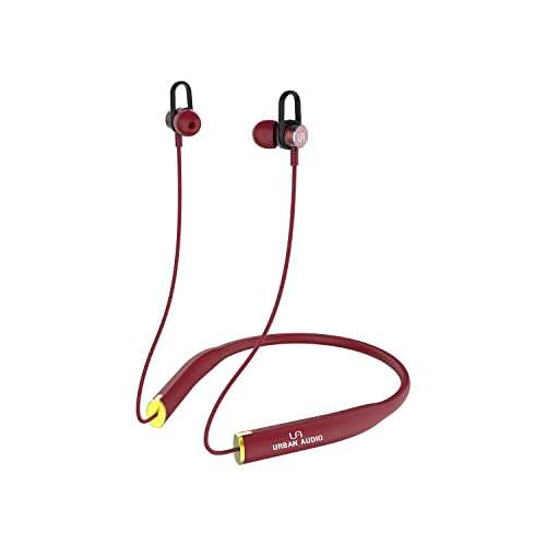 Urban Audio U5 Voice Assistant Wireless Bluetooth in-Ear Earphone with Mic, 20h Playtime, Supper Bass, Fast Charge, Waterproof, Secure-fit, Noise Cancellation Stereo Neckband & Magnetic Earbuds Red 1