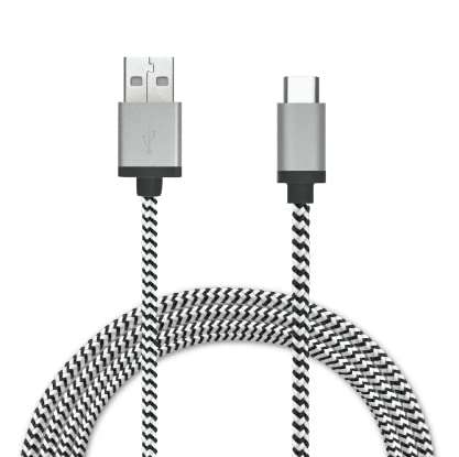 LBT 7 FT USB C Nylon Braided Charging Cable with Metal Connector Compatible with Samsung Galaxy S9, S8, Plus Note 8, Pixel 2 XL, LG V30 V20 G5 G6, Nexus 6P 5X (Black/White)