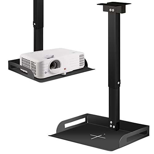 JGPIN Universal Ceiling Mount with Tray for Projector/Camera,Wall/Ceiling Mounting, No Hole Installation, Height Adjustable 11.4-22inches, in-Tube Cable Routing 6