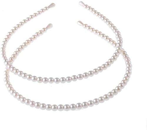 2 Pack Simple Design Imitation Pearl Headband Lady Full Pearl Bead Fashion Stylish Headband Wedding Party Bridal Hair Hoop 1