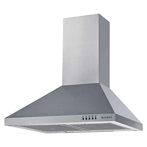 Faber 60 cm 800 m³/HR Pyramid Kitchen Chimney (HOOD CONICO PLUS BF SS 60, 2 Baffle Filters, Silver) 1
