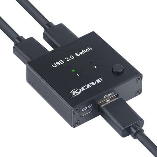 USB 3.0 Switch Selector, 2 in 1 Out USB Switcher for 2 Computers Share 1 USB Devices, Mouse, Keyboard, Scanner, Printer