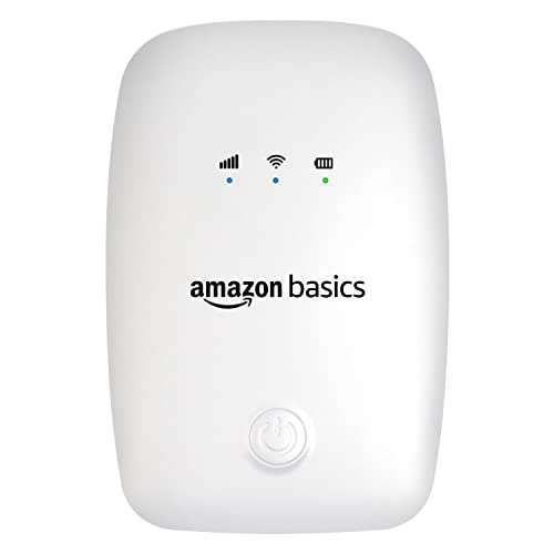 AmazonBasics 4G LTE Wireless Dongle with All SIM Network Support | Plug & Play Data Card Stick with up to 150Mbps WiFi Hotspot | 2100mAh Rechargeable Battery| SIM Adapter Included (White)