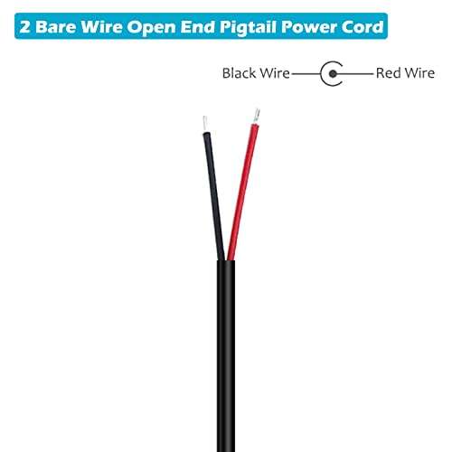 Fancasee (10 Pack) Replacement 5.5mm x 2.1mm 90 Degree Right Angle DC Power Male Plug Jack to Bare Wire Open End Pigtail Power Cable Cord for DC Power Supply Cable Repair 3