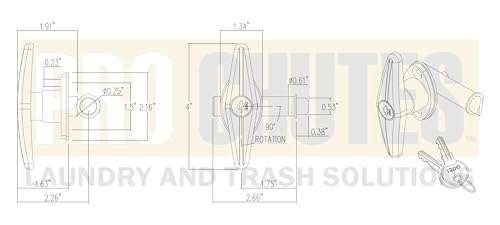 Trash Chute T Handles and Laundry Chute Door Latch kit with V Spindle for Bottom & Side hinged Doors. Compatible Handle Hardware Parts by Pro Chutes 5