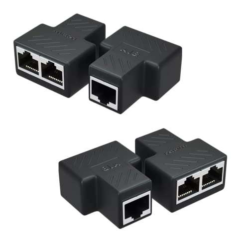 Paruht 4-Pack RJ45 LAN Coupler Adapter Splitter 1 to 2 Female 8P8C Cat5 Cat6 Cat5e Network Plug for Laptop, Router, Model, Server 1