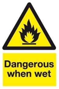 Dangerous When WETPVC Waterproof Metallic Matte Finishing Sticker Safety Sign Signature (Factory Sign) 1